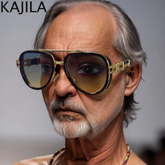 Sunglasses Men Brand Oval Metal Frame Steampunk Sunglasses