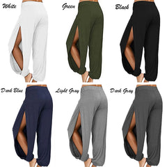 Women Fashion Yoga Pants High Waisted Slit Wide Leg Haren Pants Gym Leggings