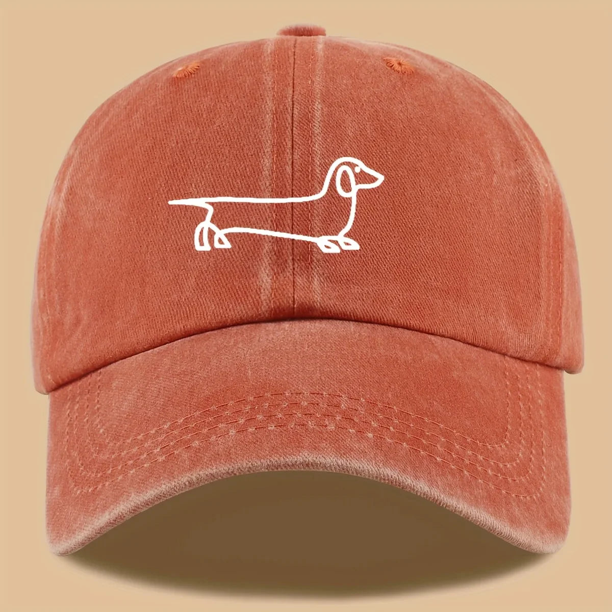 Simple dog print baseball cap, versatile for both men and women, suitable for outdoor travel as a hat for pet enthusiasts