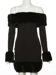 Formal attire Dresses: Woman Clothing Off Shoulder Patchwork Black Dress