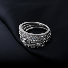 4 Pcs 925 Sterling Silver Wedding Band Solitaire Eternity Stacking Rings for Women