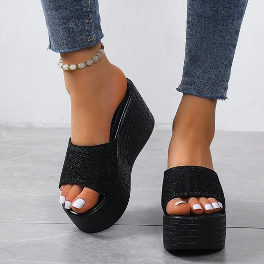 Women Slippers Wedges Platform Beach Flip Flops Trend High Heels Ladies Shoes
