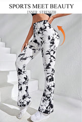 Women's Seamless Tie Dye Flared Leggings High Waisted Tummy Control Workout