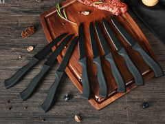 Table Knife Set 4/6/8Pcs Black Matte Comfort Handle Paring Knives German