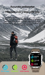 LAXASFIT 2025 New Military Smart Watch Men Outdoor Sports Fitness Tracker Health Monitoring 2.01Inch Bluetooth Calls Smartwatch