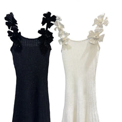 Three-Dimensional Flower Shoulder Strap Waist-Tight Girl Knitted