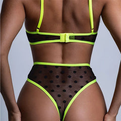 Lingerie Set Polka Dot Women Underwear See Through Bra Panty Set