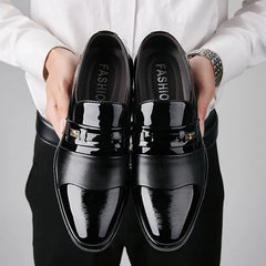 Men's Black PU Leather Shoes Formal Oxfords Slip On Dress Shoes Business