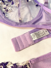 Purple Lingerie Woman Lace Transparent Underwear Fairy Embroidery Brief Sets