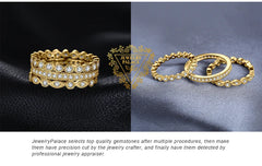 JewelryPalace 3 Pcs 925 Sterling Silver Yellow Rose Gold Band Ring Set Women