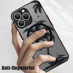 Magnetic Coconut Palm Pattern Case For iPhone 15 14 Pro Max 13 12 11 16 For Magsafe Wireless Charge Matte Hard Back Cover Fundas