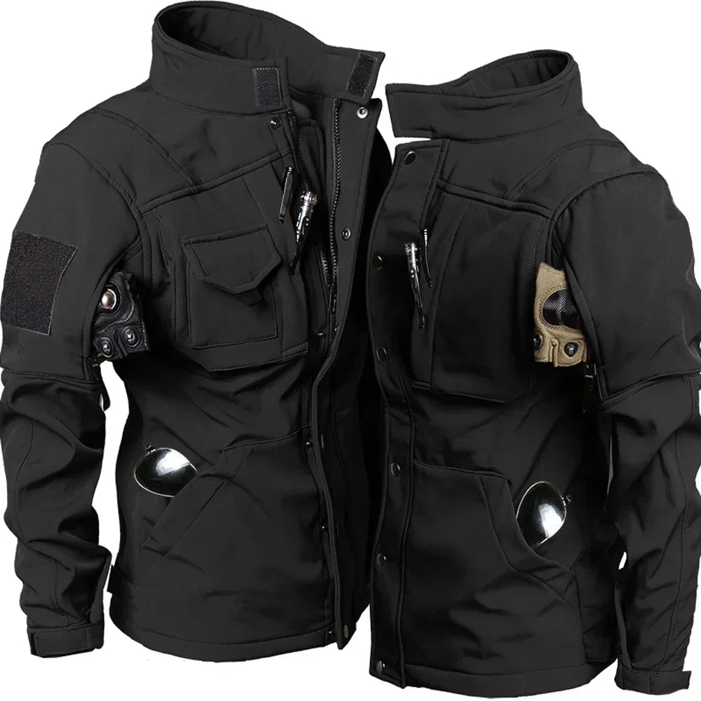 Waterproof Shark Skin Tactical Sets Mens Thicken Fleece New Soft Shell Combat Jackets+windproof Warm Cargo Pant 2 Piece Set