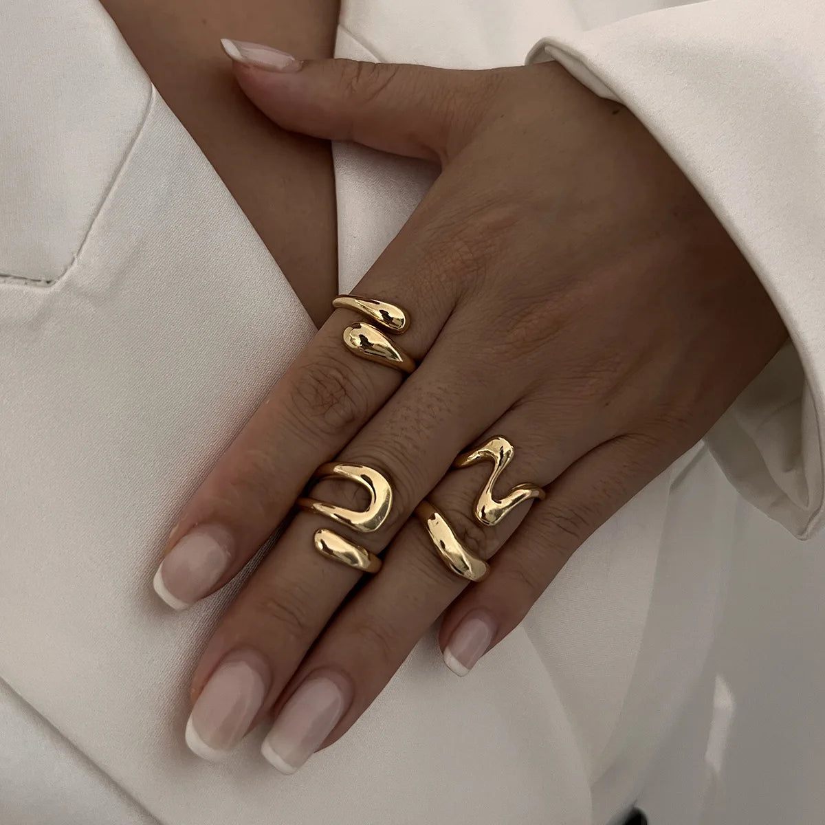One Set Irregular Geometric Rings For Women Men Girls Punk Fashion Beach