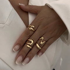 One Set Irregular Geometric Rings For Women Men Girls Punk Fashion Beach