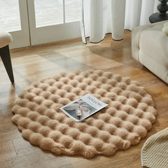 Plush Round Rug Winter Warm Faux Fur Carpets for Living Room Super Soft Fluffy