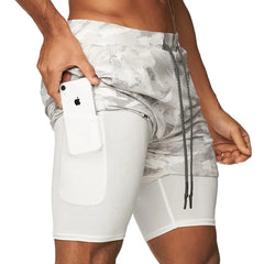 Running Shorts Men 2 In 1 Double-deck Quick Dry GYM Sport Shorts Fitness Jogging