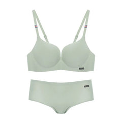 British set Underwear Ice Silk panties Gathered Seamless No Steel Ring Bra Soft