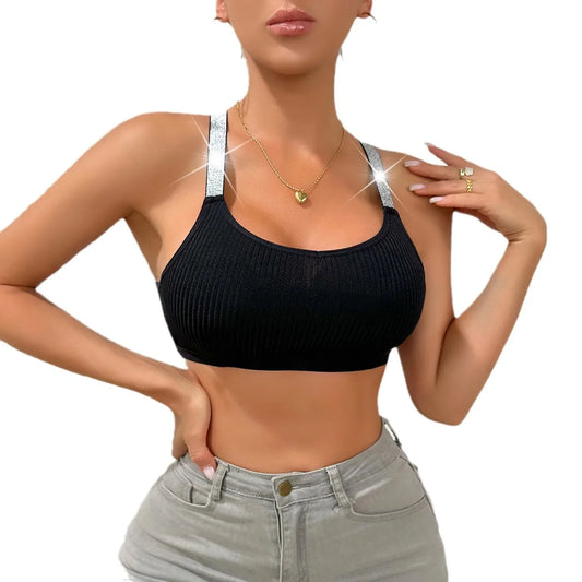 Women Underwear Yoga Crop Sexy Sports Bras Fitness Tank Top Ribbed Backless