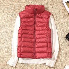 Down Jacket Women Sleeveless Ultra Light Down Vests Slim Jacket Girl Gilet Lightweight