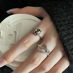 925 Sterling Silver Rings Party Jewelry Vintage Charm Double Layer