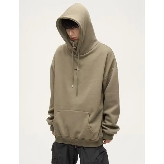 Streetwear Black Hoodie Men Women Oversized Harajuku Vintage Pullovers Korean Fashion