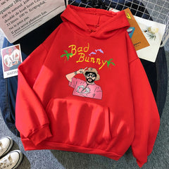 Bad Bunny Beach Vacation Print Women Clothing Fashion Oversize Hoodies Creativity