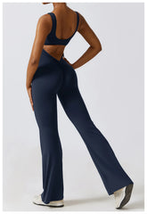 Women Jumpsuits One-Piece Yoga Suit Dance Belly Tightening Fitness Workout Set