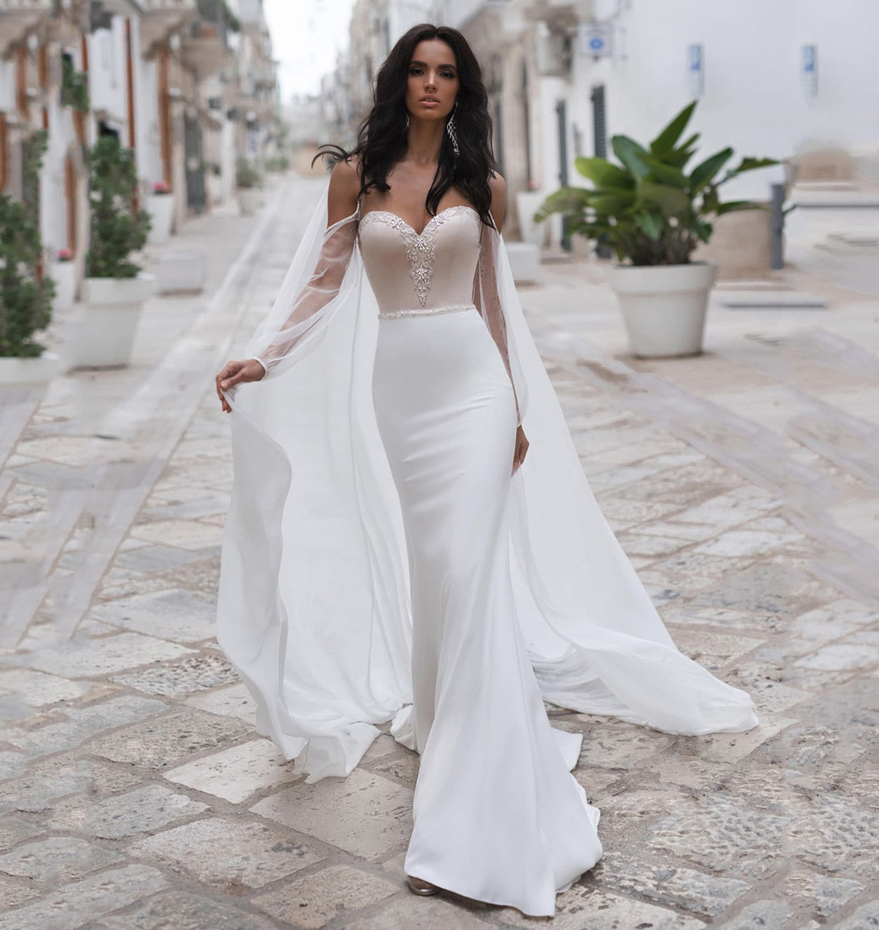White Bridesmaid Dresses: Crystal Bridal Gown