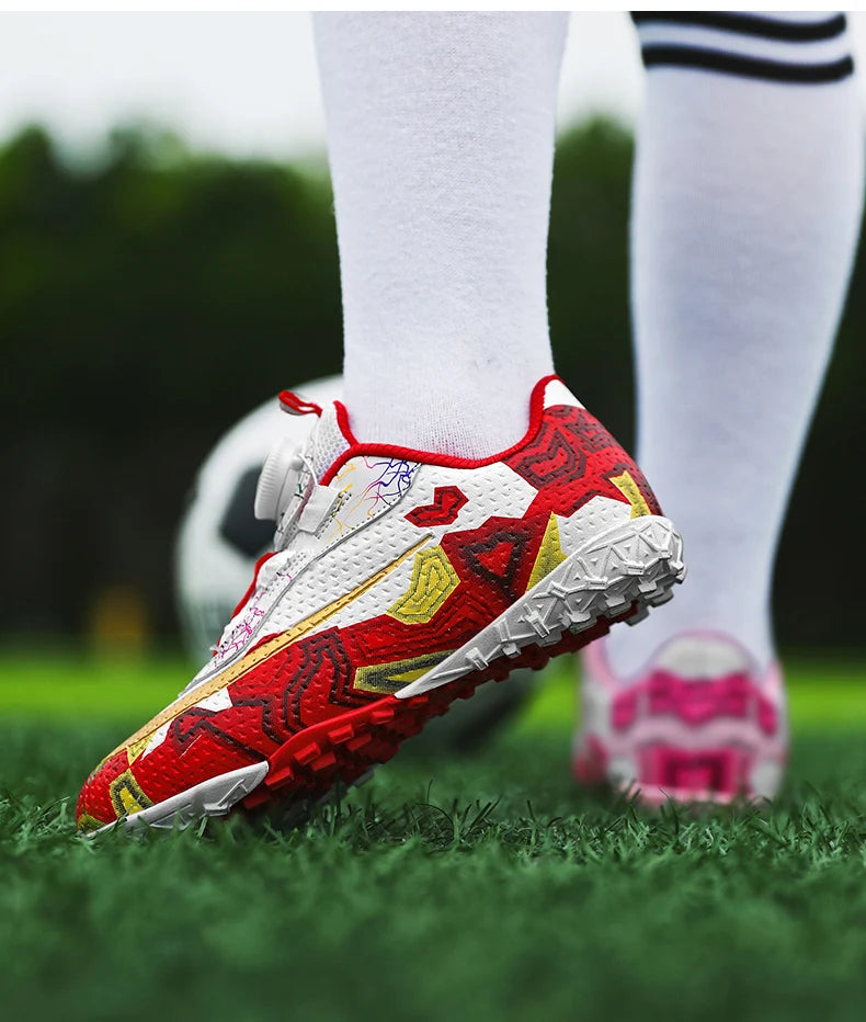 Football Boots Society Futsal TF Pink Soccer Tennis Shoes Sports