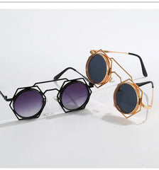 OEC CPO Steampunk Round Sunglasses Women Men 2023 Metal Mesh Personality Sun Glasses Female Eyewear Goggle UV400 Shades Oculos