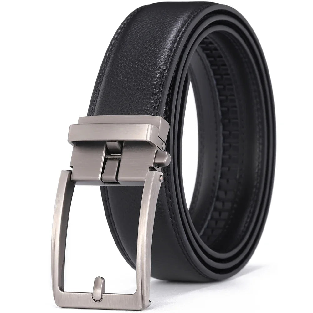 Unisex Click Belts for Men Luxury Brand Designer Fashion Automatic Buckle Genuine Leather Men's Belt Male Jeans Waist Strap Blue