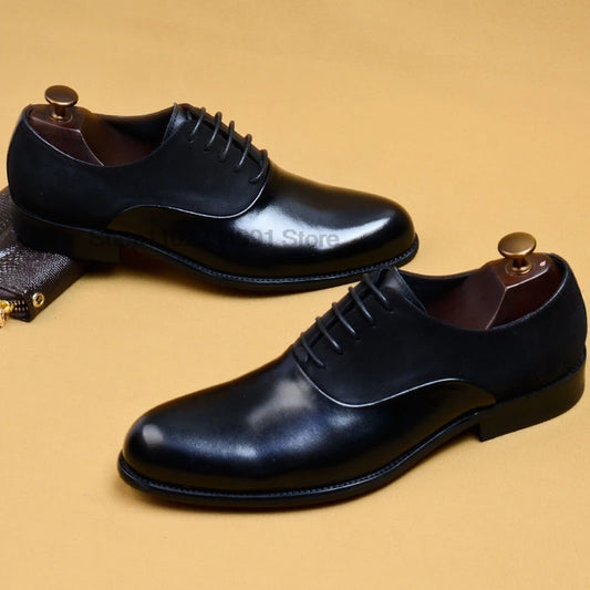 Mens Oxford Genuine Leather Shoes Black Brown Classic Shoes Brogue