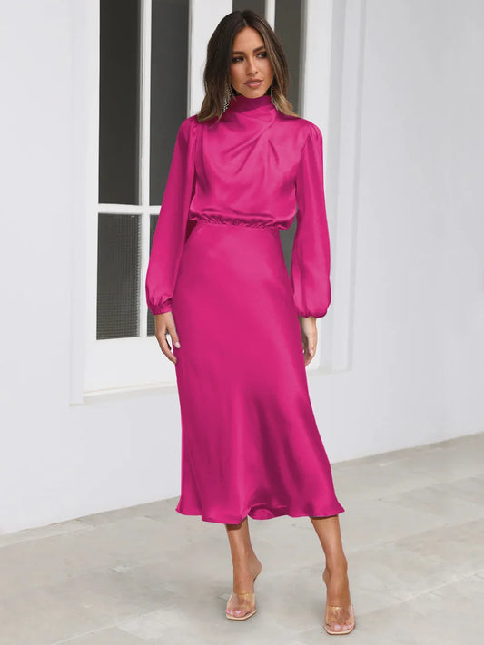 Formal attire Dresses: Long Sleeve Loose Fitting Dress Elegant Women's Evening Dress