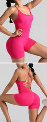 Yoga Cross Backless Fitness Jumpsuit Woman One Piece Running Workout Sleeveless