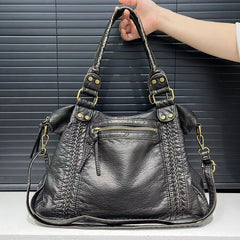 Y2K Spicy Girl One Shoulder Crossbody Bag Vintage Washed Leather Motorcycle Bag