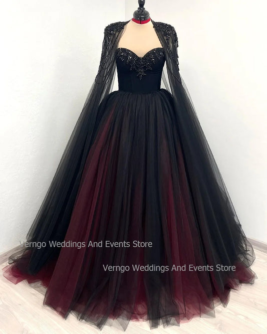 White Bridesmaid Dresses: Gothic Black Wedding Dress Sweetheart Beadings Bride Dress