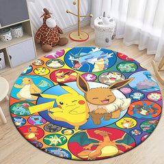 Pokemon Cartoon HD Printed Round Carpet Dropshipping Rug for Living Room Area Rug
