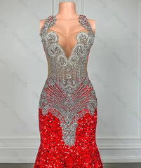 Homecoming Dresses: Mermaid Prom Dresses Luxury Silver Crystal Prom Gowns