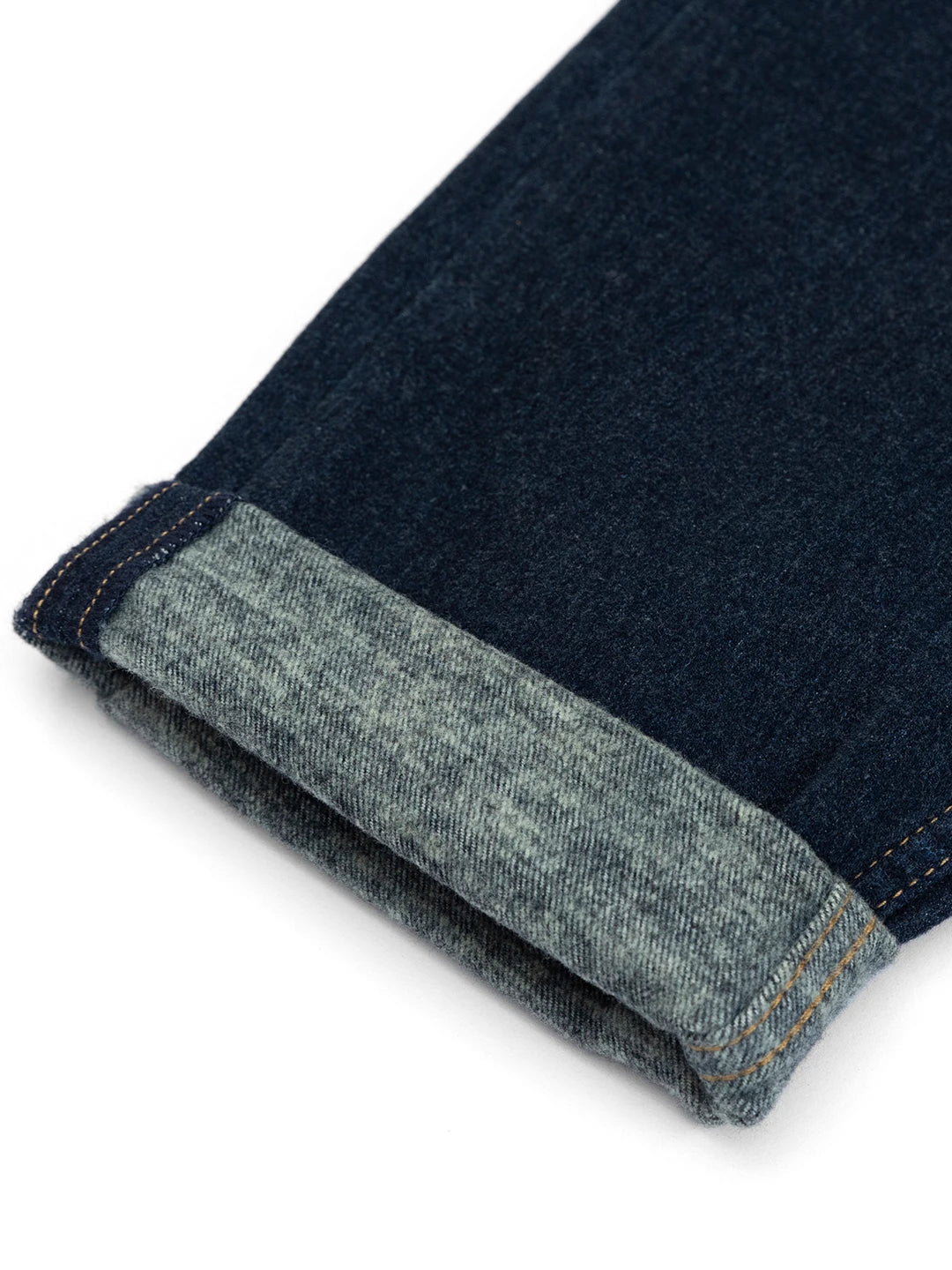 Men's Fleece Ankle-Length Jeans Comfortable Tapered Denim Trousers Plus Size