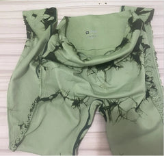 Women Tie Dye Hollow Out Leggings Sports Yoga Pants Fitness Sportswear