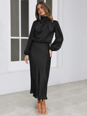 Formal attire Dresses: Long Sleeve Loose Fitting Dress Elegant Women's Evening Dress