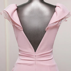 Homecoming Dresses: V-neck candy color pink prom dress luxury evening dresses