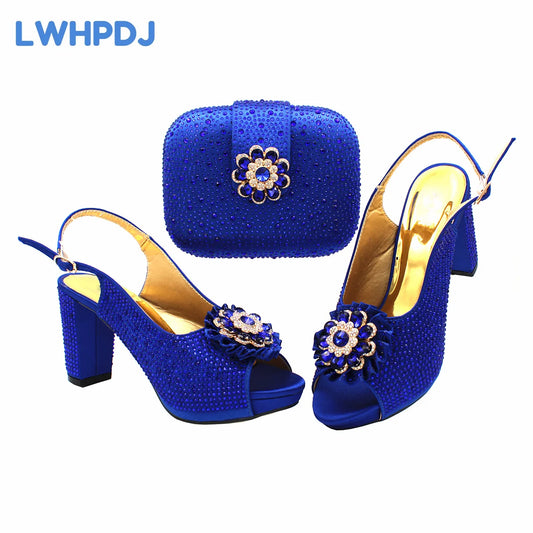 Matching Shoes and Bags: Super Heels Flower Design Ladies Shoes Matching Bag Set