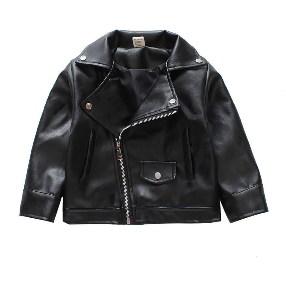 Boys Leather Jacket Solid Color Boy Coats Kids Casual Style Children Jackets