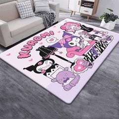Kuromi Sanrio Lovely Carpet Rug for Living Room Bedroom Decoration Picnic Camp