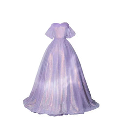 Homecoming Dresses: Prom Dresses Off The Shoulder Light Purple Sequin Ball Gown
