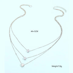Crystal Zircon Heart Star Charm Layered Pendant Necklace Set for Women Charms