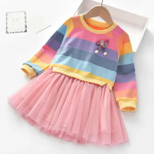 Baby Girls Dress Princess Autumn Sweater Fleece Gauze Tutu Dresses