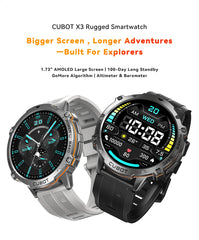 Cubot X3, Sport Waterproof Smartwatch, 1.73-inch AMOLED Display, Bluetooth Calls, 900mAh Battery, Blood Oxygen, Fitness Tracker