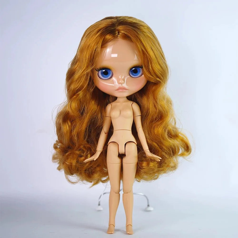 ICY DBS Blyth Doll Tan Skin Matte Face Glossy Face Pouting Lips 30CM BJD 19 Joints Body Doll DIY Make Up Costume Doll Gift Toy